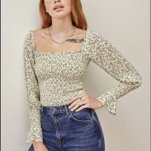 Reformation Heaven Top green white floral NWOT sz Medium